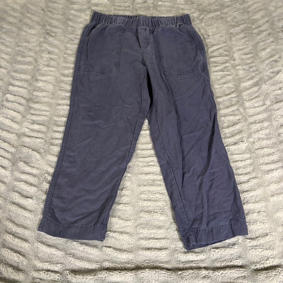 Banana Republic Pants - Banana Republic Navy Blue Linen Lyocell Blend Pull On Cropped‎ Pants Womens M
